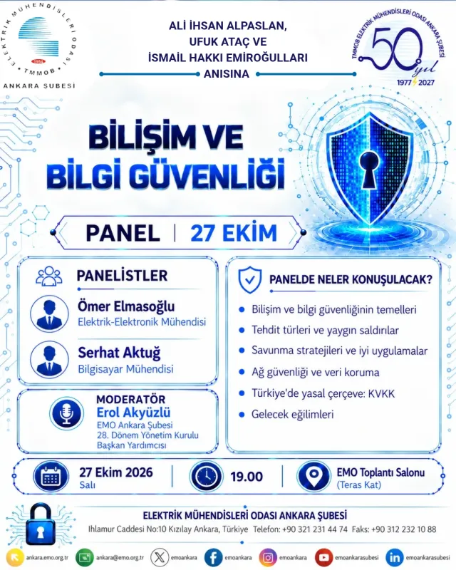 ALİ İHSAN ALPARSLAN, UFUK ATAÇ VE İSMAİL HAKKI EMİROĞULLARI ANISINA: “BİLİŞİM VE BİLGİ GÜVENLİĞİ” PANELİ