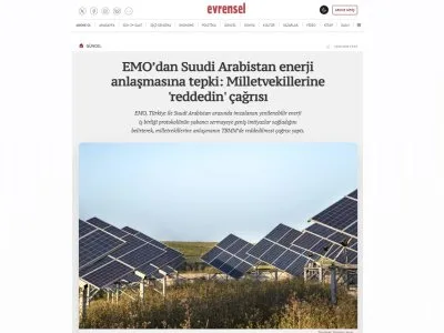 EMO’DAN SUUDİ ARABİSTAN ENERJİ ANLAŞMASINA TEPKİ: MİLLETVEKİLLERİNE `REDDEDİN` ÇAĞRISI (EVRENSEL.NET, 12.05.2026)