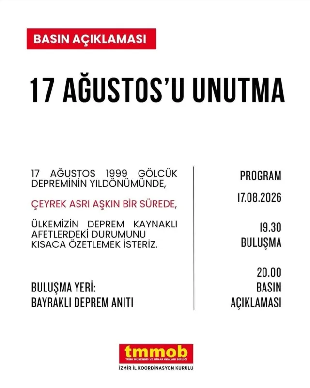 17 AĞUSTOS’U UNUTMA!