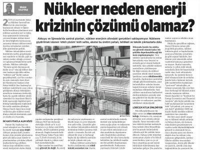 NÜKLEER ÇÖZÜM DEĞİL GÜVENLİ TEK BİR ATIK DEPOSU YOK (BİRGÜN GAZETESİ, 21.11.2025)