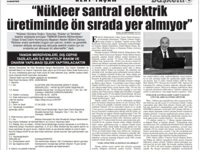 “NÜKLEER SANTRAL ELEKTRİK ÜRETİMİNDE ÖN SIRADA YER ALMIYOR” (BAŞKENT GAZETESİ, 28.03.2026)