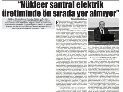 ``NÜKLEER SANTRAL ELEKTRİK ÜRETİMİNDE ÖN SIRADA YER ALMIYOR`` (BAŞKENT GAZETESİ, 28.03.2026)
