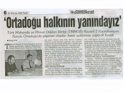 ORTADOĞU'DA SAVAŞ VE TMMOB GÖRÜŞÜ