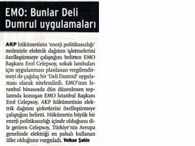 EMO: BUNLAR DELİ DUMRUL UYGULAMALARI - 19 AĞUSTOS 2006 - BİRGÜN