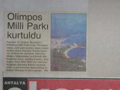 OLİMPOS MİLLİ PARKI KURTULDU.4 EKİM 2006