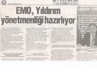 EMO ADANA ŞUBE BAŞKANI TUNCAY ÖZKUL'DAN YILDIRIMDAN KORUNMA YÖNETMELİĞİ HAKKINDA AÇIKLAMA (ÇUKUROVA MERHABA-29.09.2006)