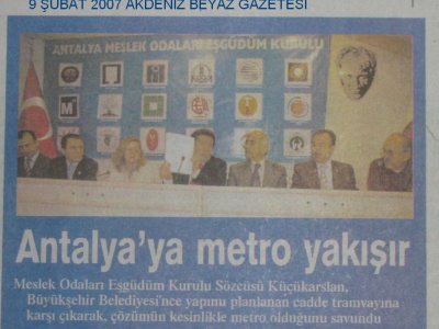 EŞGÜDÜM-MESLEK ODALARI ANTALYA KENTİÇİ ULAŞIMI ÖNERİLERİ -YEREL BASINDA -09.02.2007