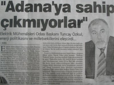 EMO ADANA ŞUBE BAŞKANI TUNCAY ÖZKUL BARIŞ GAZETESİ'NDE