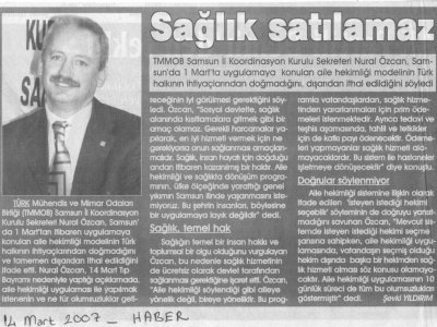 SAĞLIK SATILAMAZ