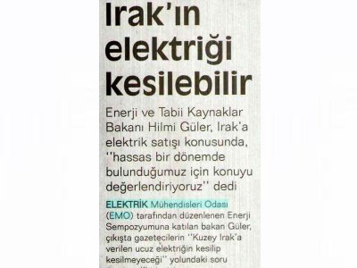 IRAK'IN ELEKTRİĞİ KESİLEBİLİR