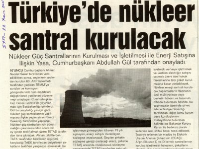 TÜRKİYE'DE NÜKLEER SANTRAL KURULACAK