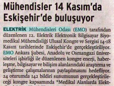 MÜHENDİSLER 14 KASIM'DA ESKİŞEHİR'DE BULUŞUYOR (BİRGÜN GAZETESİ, 08.11.2007)