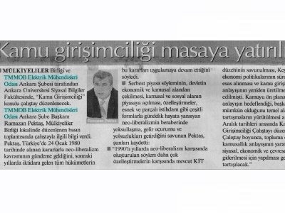 KAMU GİRİŞİMCİLİĞİ MASAYA YATIRILIYOR (HÜRRİYET ANKARA, 05.12.2007)