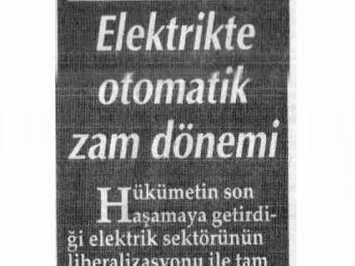 ELEKTRİKTE OTOMATİK ZAM DÖNEMİ (DİYARBAKIR SÖZ GAZETESİ, 28.12.2007)