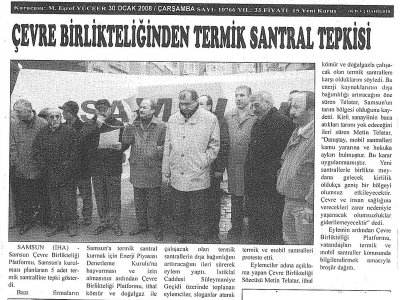 ÇEVRE BİRLİKTELİĞİNDEN TERMİK SANTRAL TEPKİSİ