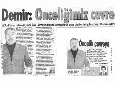 DEMİR : ÖNCELİĞİMİZ ÇEVRE