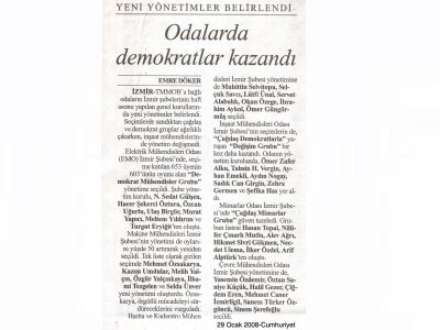 ODALARDA DEMOKRATLARDA KAZANDI-CUNHURİYET 29.01.2008