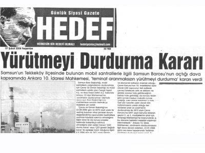 YÜRÜTMEYİ DURDURMA KARARI