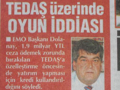 ENERJİDE TEDAŞ ÜZERİNDEN OYUN