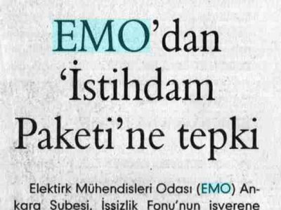 EMO'DAN İSTİHDAM PAKETİ'NE TEPKİ (EVRENSEL, 26.04.2008)