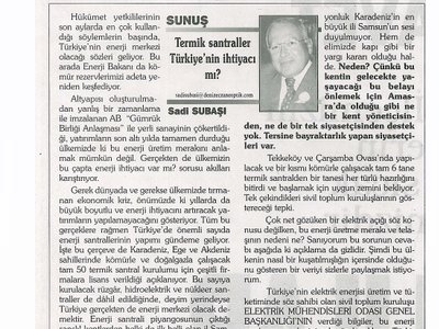 TERMİK SANTRALLAR TÜRKİYE'NİN İHTİYACI MI?