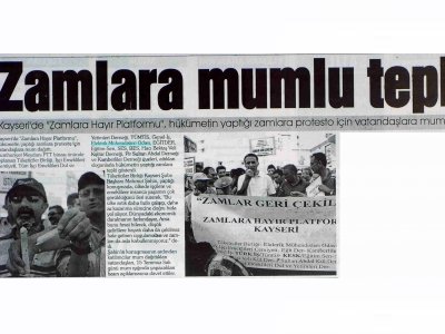 ZAMLARA MUMLU TEPKİ (BÜYÜK KAYSERİ GAZETESİ, 14.07.2008)