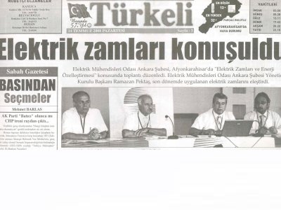 ELEKTRİK ZAMLARI KONUŞULDU (AFYONKARAHİSAR, TÜRKELİ GAZETESİ, 14.7.2008)