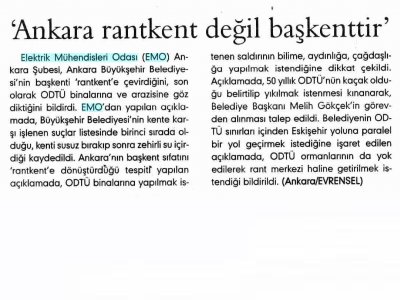 ANKARA RANTKENT DEĞİL BAŞKENTTİR (EVRENSEL, 28.07.2008)