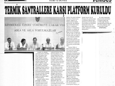 TERMİK SANTRALLERE KARŞI PLATFORM KURULDU