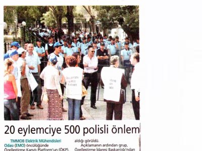 20 EYLEMCİYE 500 POLİSLİ ÖNLEM (MİLLİYET, 14.9.2008)