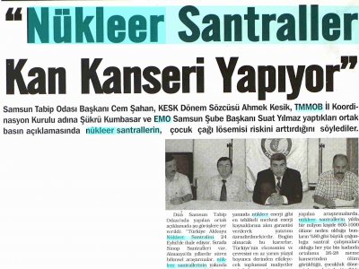 NÜKLEER SANTRALLER 
KAN KANSERİ YAPIYOR