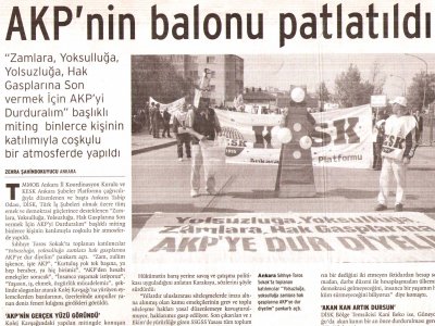 AKP'NİN BALONU PATLATILDI (BİRGÜN GAZETESİ, 19.10.2008)