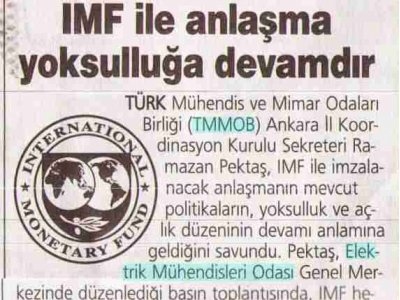 IMF İLE ANLAŞMA YOKSULLUĞA DEVAMDIR (TERCÜMAN, 4.1.2009)