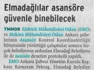 ELMADAĞLILAR ASANSÖRE GÜVENLE BİNEBİLECEK (BİRGÜN, 18.1.2009)