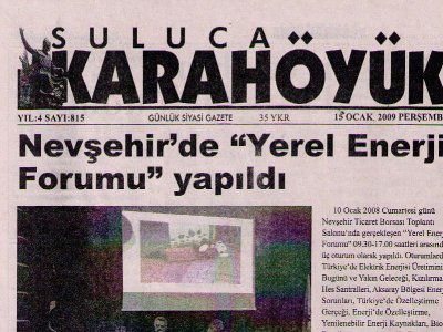 NEVŞEHİRDE YEREL ENERJİ FORUMU YAPILDI (SULUCA KARAHÖYÜK GAZETESİ, 15.1.2009)