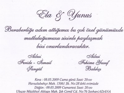 ÇALIŞANLARIMIZDAN YUNUS BALIKÇI'NIN DÜĞÜNÜ 09.05.2009 CUMARTESİ GÜNÜ SAAT 20.00 DA ULUÇAY MÜZİKOL DE OLACAKTIR.