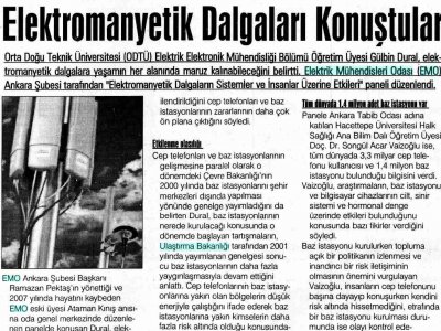 ELEKTROMANYETİK DALGALARI KONUŞTULAR (İLKE GAZETESİ, 31.5.2009)