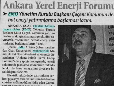 ANKARA YEREL ENERJİ FORUMU (SON SÖZ 30.5.2009)