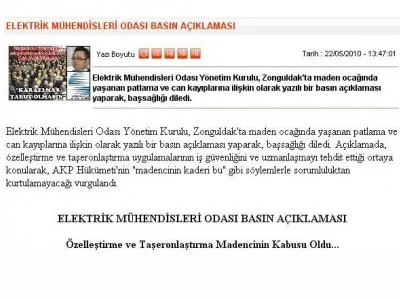 ELEKTRİK MÜHENDİSLERİ ODASI BASIN AÇIKLAMASI