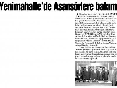 YENİMAHALLE'DE ASANSÖRLERE BAKIM (ANAYURT GAZETESİ, 13.06.2010)