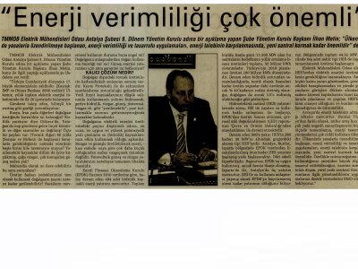 İLHAN METİN:ENERJİ VERİMLİLİĞİ ÇOK ÖNEMLİ (ANTALYA SON HABER-25.06.2010)