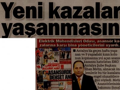 İLHAN METİN:YENİ KAZALAR YAŞANMASIN (HÜRRİYET AKDENİZ-06.10.2010)
