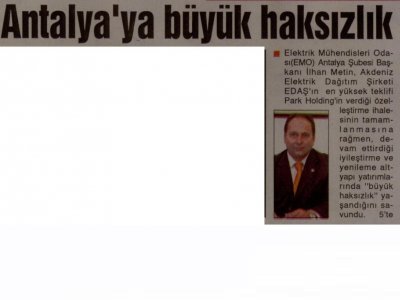 METİN:ANTALYA`YA BÜYÜK HAKSIZLIK (GERÇEK AKDENİZ-11.01.2011)