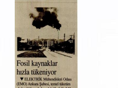 FOSİL KAYNAKLAR HIZLA TÜKENİYOR (BİZİM GAZETE, 15.01.2011)