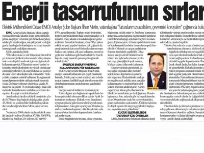 ENERJİ TASARRUFUNUN SIRLARI (YENİ ALANYA-12.01.2011)