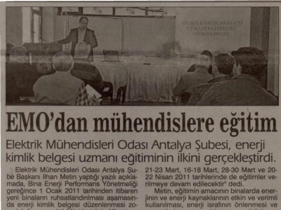 EMO‘DAN MÜHENDİSLERE EĞİTİM(ANTALYA-29.01.2011)