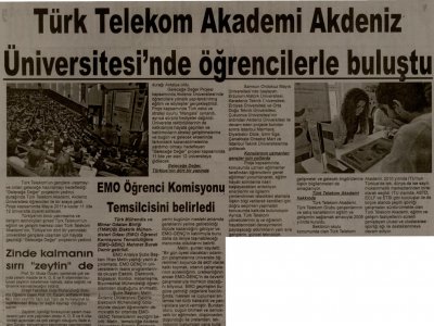 EMO ÖĞRENCİ KOMİSYONU TEMSİLCİSİNİ BELİRLEDİ(AKDENİZ GÜNCEL-09.03.2011)