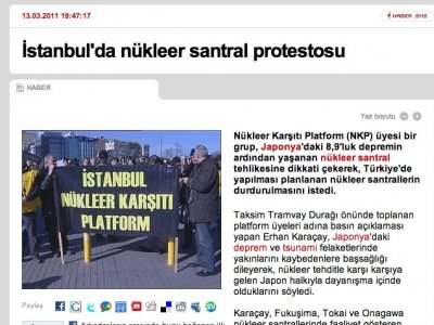 İSTANBUL`DA NÜKLEER SANTRAL PROTESTOSU - CNNTURK (13 MART 2011)