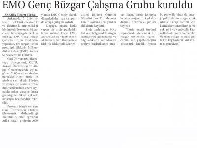 EMO GENÇ RÜZGAR ÇALIŞMA GRUBU KURULDU (TİCARET GAZETESİ, 09.04.2011)