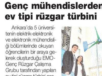 GENÇ MÜHENDİSLERDEN EV TİPİ RÜZGAR TÜRBİNİ (YENİÇAĞ, 09.04.2011)